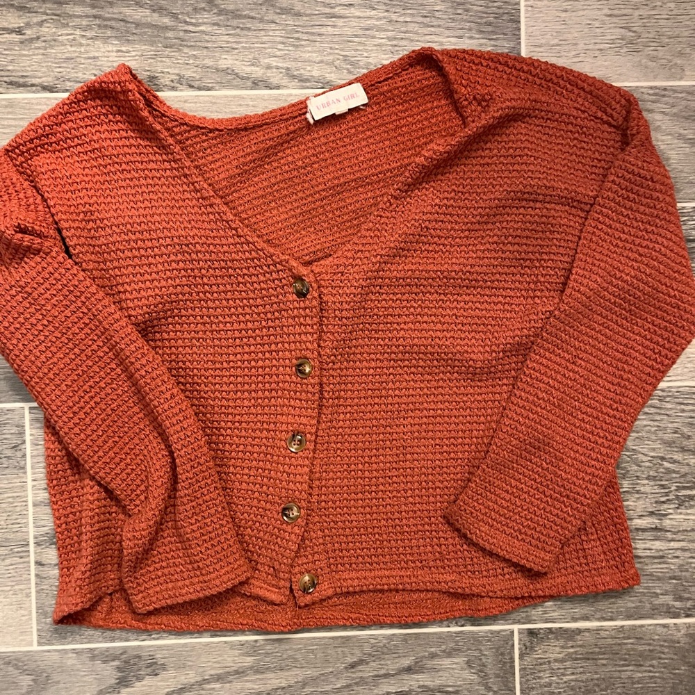 Orange Button Down Sweater